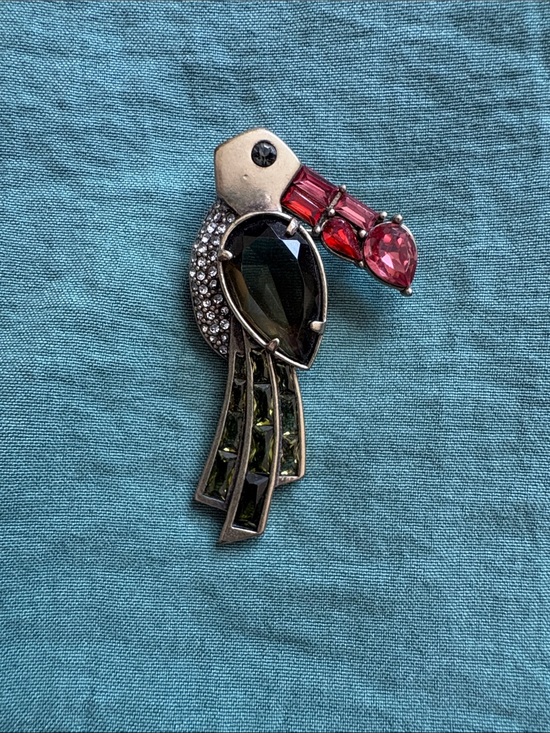 Banana Republic Jewelry - Banana Republic Parrot Brooch with Pink and Olive Stones